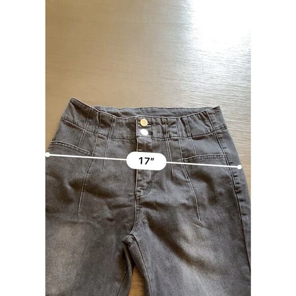 Flare Jeans Womens 10 Black (27x31.5) Stretch Wide Leg Y2K Mid Rise Two Toned - Picture 7 of 8